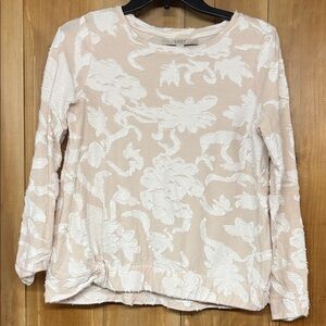 LOFT Women's Beige and White Textured Long Sleeve Top